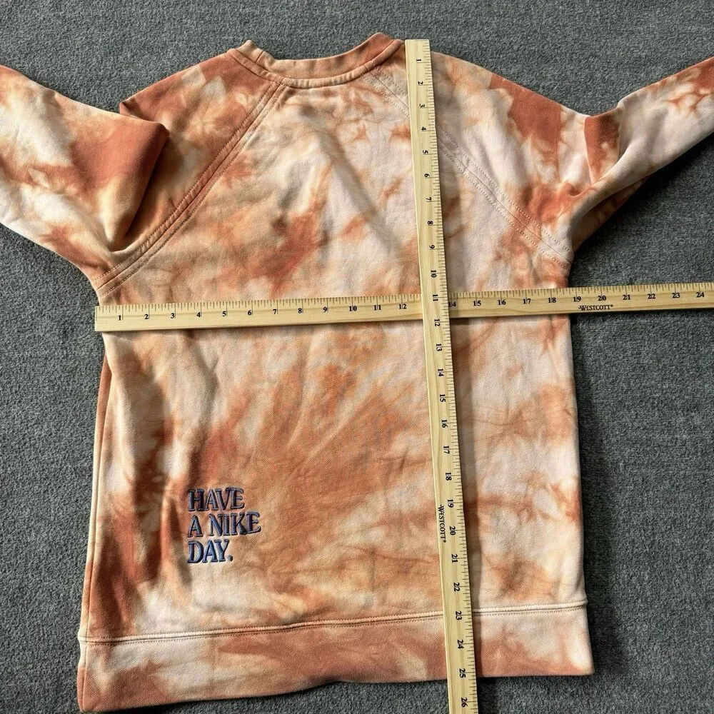 Nike From Beaverton with Love Orange Tye Dye Crew Neck Sweatshirt Sz XL Daisy